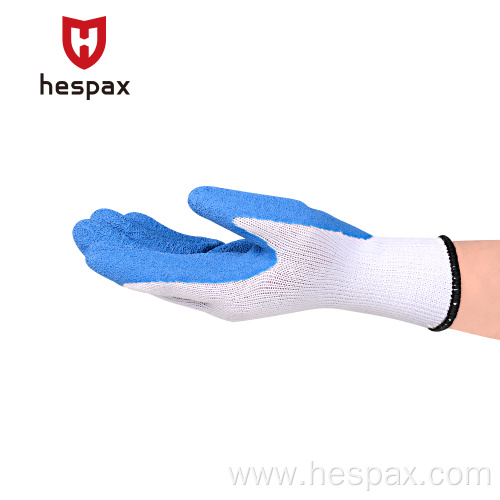 Hespax 13G Anti-slip Gloves Crinkle Latex Coated